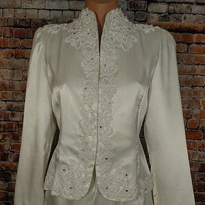 Wedding Dress Suit Skirt Jacket Hand Breaded M